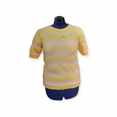 Jumper jaune et rose avec ruban